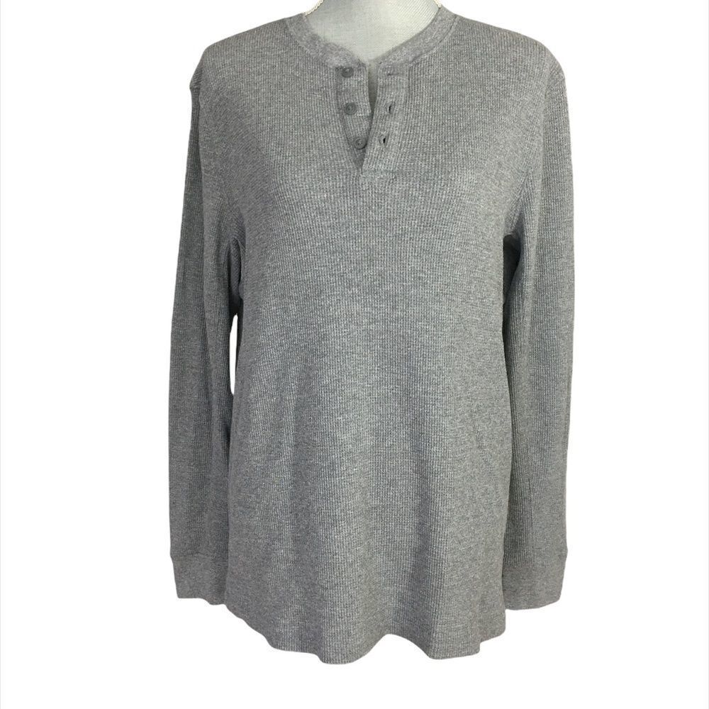 Croft & Barrow Grey Vented Henley Shirt Size M